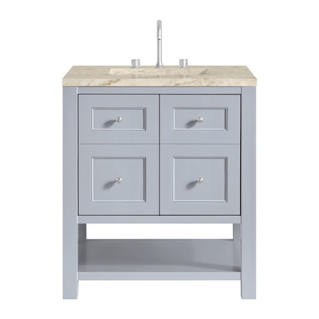 James Martin Vanities Breckenridge 30" Single Vanity, Serenity Blue, w/ 3 CM Tajnar Eclos Top 330-V30-SRB-3TJR