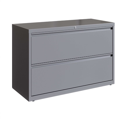 Hirsh 42 in W 2 Drawer Lateral File Cabinet, Arctic Silver, A4/Legal/Letter 23748