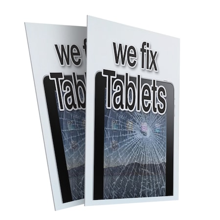 Signmission We Fix Tablets, Plastic Signs Only 24 Inch x 36 Inch, Corrugated Plastic, 2PK CSB-2436-2PACK-We Fix Tablets