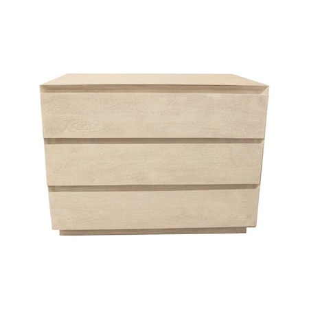 Homeroots 24" Natural Solid Wood Ribbed Texture Three Drawer Nightstand 569601