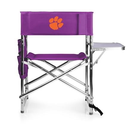 Picnic Time Family Of Brands NCAA Clemson Tigers Sports Chair with Side Table - Beach Chair - Camp Chair for Adults, Purple 809-00-101-104-0
