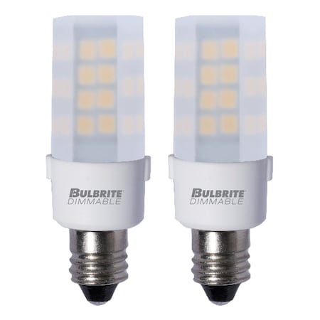 Bulbrite 35w Equivalent T4 Dimmable (E12) Candelabra Screw Base Soft Wht Lght Frost LED Lght Bulb, 3000K, 2PK 861520