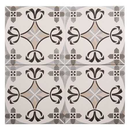 Andova Tiles Istanelle Ankara Grey 8-in. Encaustic Patterned Matte Porcelain Wall & Floor Tile, 19PK ANDIST1124