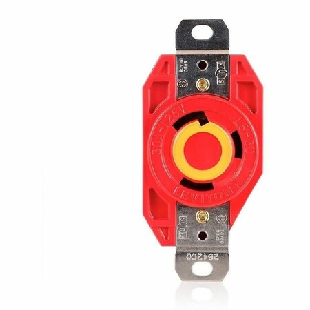 Leviton Locking Receptacle, 30 A, 125V AC, Red 2610-R