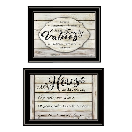 Homeroots Set Of Two Family Values 2 Black Framed Print Wall Art, 2PK 406147