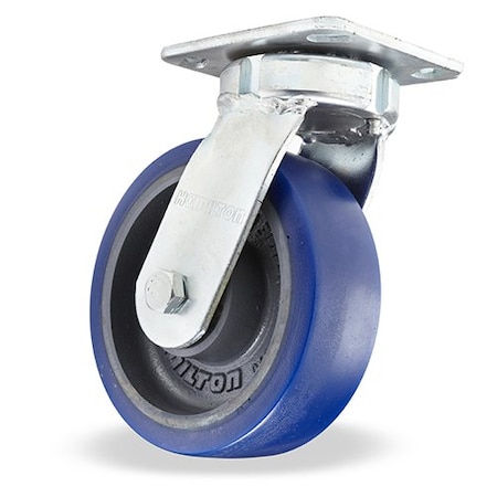 Hamilton Standard Duty Kingpinless Caster, 6" x 2" Ergo-Glide Polyurethane on Cast Iron Wheel, Foot Brake S-52K-6SPB-FB