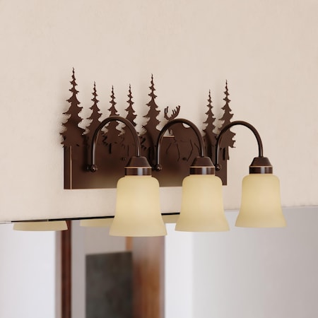 Vaxcel Yellowstone 3 Light Bronze Rustic Moose Bathroom Vanity Fixture VL55603BBZ