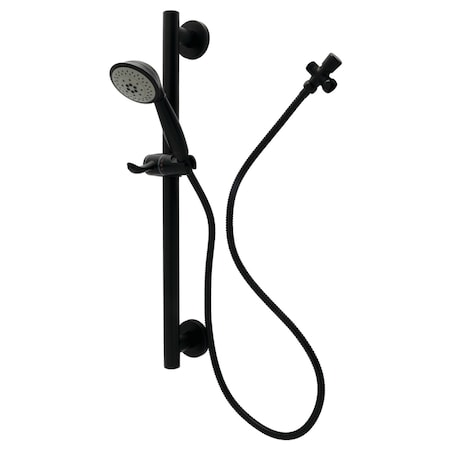 Kingston Brass Shower System with Slide/Grab Bar and Hand Shower, Matte Black KAK2520D