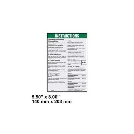 Genie REPLACEMENT DECAL, OPERATOR INSTRUCTIONS T107030