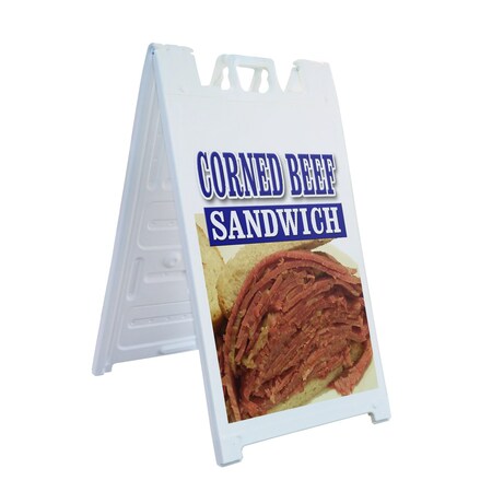 Signmission Corned Beef Sandwich, A-Frame & 2 Decals Installed, Heavy-Duty Plastic Frame SBHD-D-2436-Corned Beef Sandwich