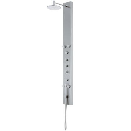Vigo 67 in. H x 6 in. W 6-Jet Shower Panel System with Round Head and Hand Shower Wand, Stainless Steel VG08001