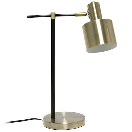 Homeroots 22" Antiqued Brass And Black Metal Table Lamp With Antiqued Brass Globe Shade 643429