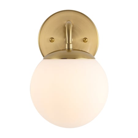 Jonathan Y Louis Parisian Globe 5.8 in. 1-Light Metal/Frosted Glass Modern Contemporary LED Vanity Light, Gold P JYL3534A