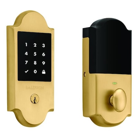 Baldwin Baldwin Z-Wave Boulder Touchscreen Deadbolt with Schlage C Keyway Lifetime Satin Brass Finish 8235044ZW