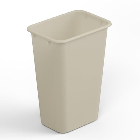 Regal Altair 10 Gallon Rectangular Beige Plastic Wastebasket, Heavy-Duty Commercial Trash Can ZR-TC-200-41QTBG