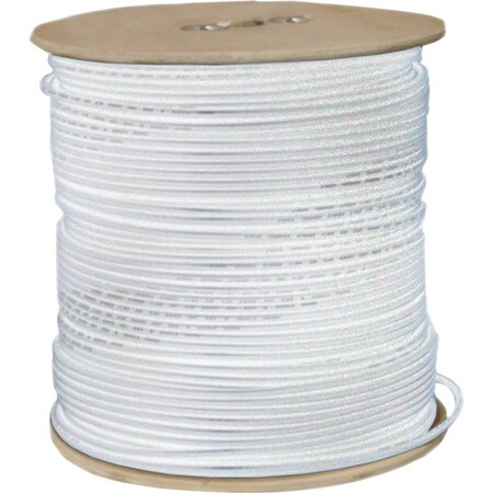 Cable Wholesale Dual Shielded Bulk RG6 Coaxial Cable, White, 18 AWG, Solid CCS Core, Spool, 1000 foot 10X4-091NH