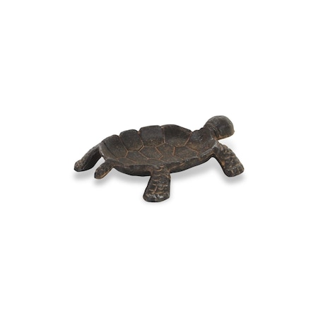 Homeroots 7in Black Turtle Cast Iron Vanity Tray 483157