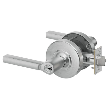 Schlage Grade 1 Entrance Cylindrical Lock, Conventional Cylinder, Latitude Lever with Rose, Satin Chrome PC53P LAT 626