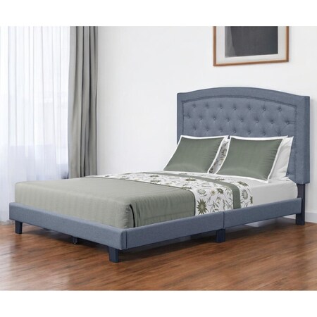 Homeroots Gray Tufted Upholstered Queen Bed Frame 526867
