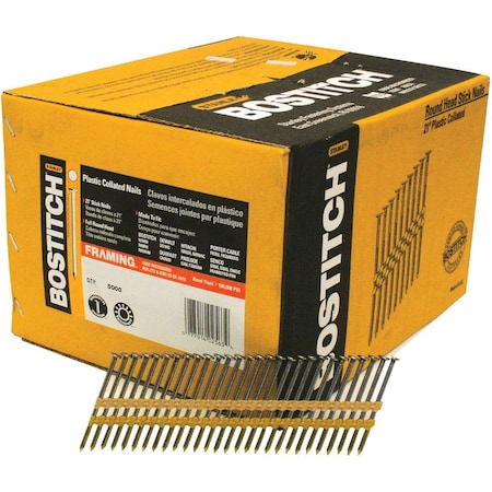 Bostitch 21Deg Plastic Strip Hot-Dipped Glvnzd Full Round Head Framing Stick Nails 2-3/8''x.113'', 5000 Ct. RH-S8D113HDG