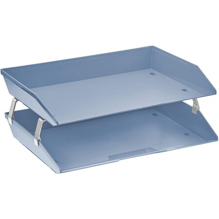 Acrimet Facility 2 Tier Letter Tray Side Load Letter Size Desktop File Organizer Plastic Solid Blue 253.AO