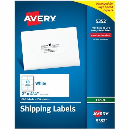 Avery Shipping Labels for Copiers, Per, PK1000 5352