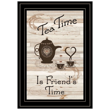 Homeroots Tea Time is Friends Time 2 Black Framed Print Kitchen Wall Art 406572