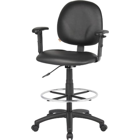 Boss Black Caressoft Drafting Stools W/Adj Arms & Footring B1691-CS
