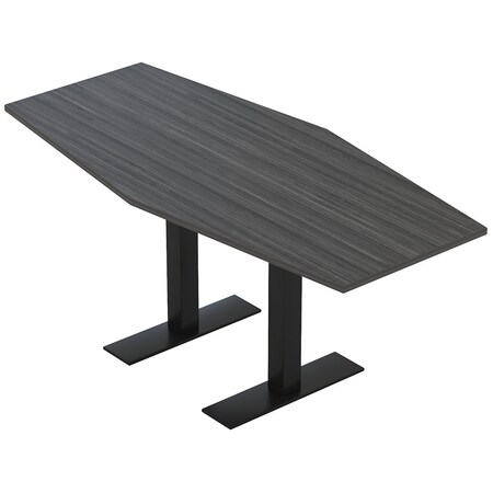 Skutchi Designs 6ft Hexagon Conference Table With Power | Harmony Series | 6 Person Meeting Room Table HAR-HEX.IR-36X72-T.BK-WA7949-NA