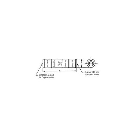 Abb 600 V, 3/0 to 1/0 AWG, Ruby, Electrolytic Tin Plated Wrought Aluminum, Reducing Splice 60940