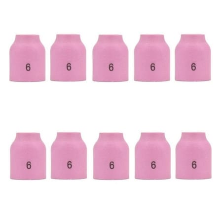 Star Tech Weld TIG Ceramic Gas Lens Cup #6, 3/8in Ceramic Cup Fit Tig 9, 20, 25, 10PK 53N60