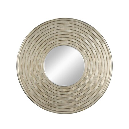 Homeroots 31" Silver Round Dimensional Thick Frame Accent Mirror 485078