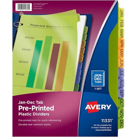 Avery Dennison Pre-Printed Index Divider Monthly, Pk12 11331