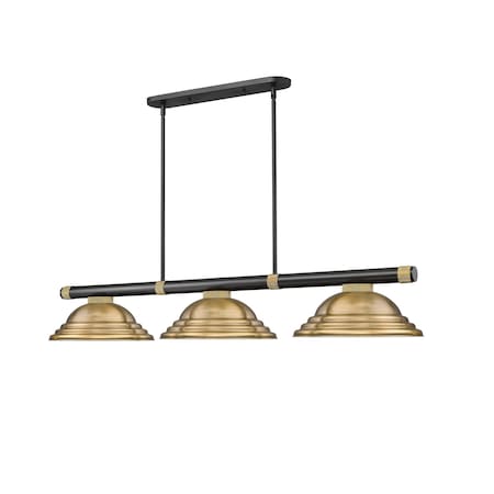Z-Lite Vanguard Matte Black + Rubbed Brass 3 Light Billiard 3050-3MB-RB-SRB