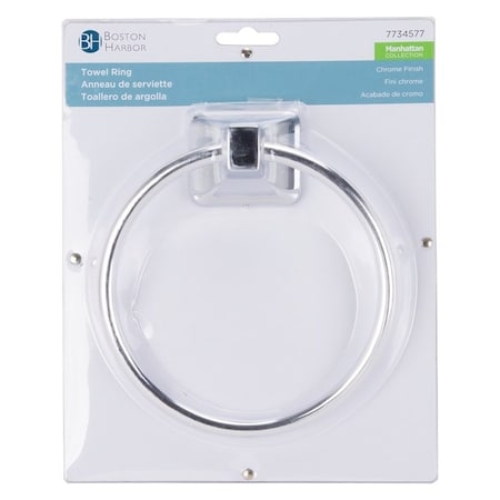 Boston Harbor Towel Ring, 5-7/8 in Dia Ring, Wall Mounting CSC 8586-3L
