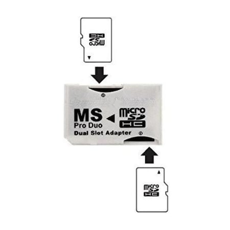 Sanoxy Dual Slot MicroSD to MS PRO DUO Adapter, Black MicroSD or MicroSDHC Cards White SANOXY-MICROSD-PRODUO-W