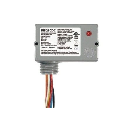 Functional Devices-Rib Enclosed Pre-Wired Relay, 10A at 30VDC, SPDT RIB21CDC