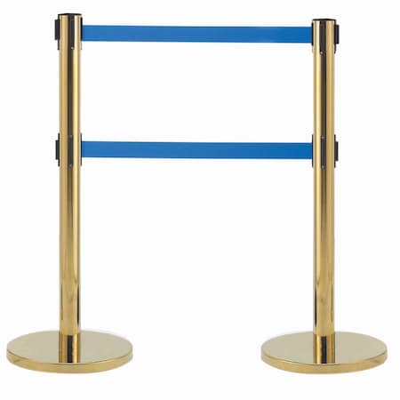 Aarco Form-A-Line System, Dual Retractable Belt Style, Overall Height is 40'', 7' Blue Belts HB-27BL