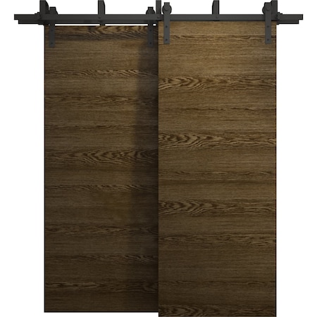 Sartodoors Sliding Closet Barn Bypass Doors 36 x 80 inches, Ego 5000 Marble Oak, Modern 6.6ft Rails Hardware EGO5000BBB-DMR-36