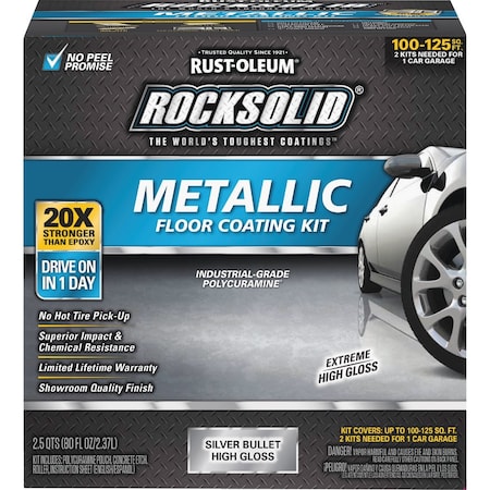 Rust-Oleum RockSolid Metallic Floor Coating Kit Silver 70 Oz. 286893