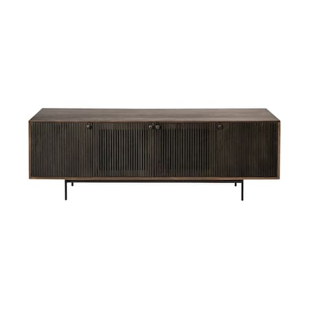 Homeroots 20in Brown Solid Wood Cabinet Enclosed Storage TV Stand 380197