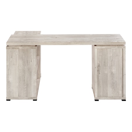 Homeroots 60" Taupe L Shape Computer Desk With Three Drawers 333523