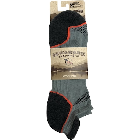 Hiwassee Trading Co Large Gray Lightweight Tech No-Show Sock 73417