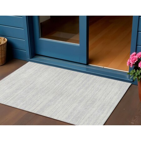 Homeroots 3' X 5' Silver And Ivory Abstract Washable Indoor Outdoor Area Rug 613121