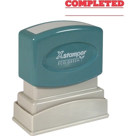 Shachihata Xstamper Pre-Inked Message Stamp, COMPLETED, 1-5/8" x 1/2", Red 1214