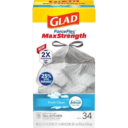 Glad Trash Bag, 13 gal, Plastic 70320