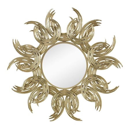 Homeroots 37" Gold Abstract Sunburst Iron Framed Accent Mirror 485086