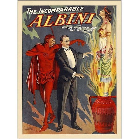 Homeroots 20" X 28" The Incomparable Albini Vintage Magic Poster Wall Art 393263