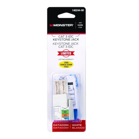 Monster Cable Just Hook It Up Cat-3 Keystone Jack 140244-00