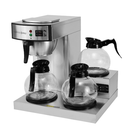 Coffee Pro Coffee Maker Commercial Stainless Steel Low Profile 3 Burner 1cs CP-RLG